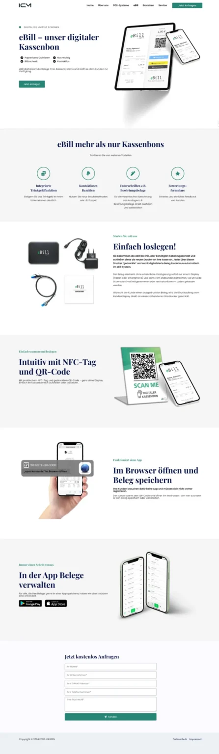 Webdesign Screenshot für Epos-System von ICM