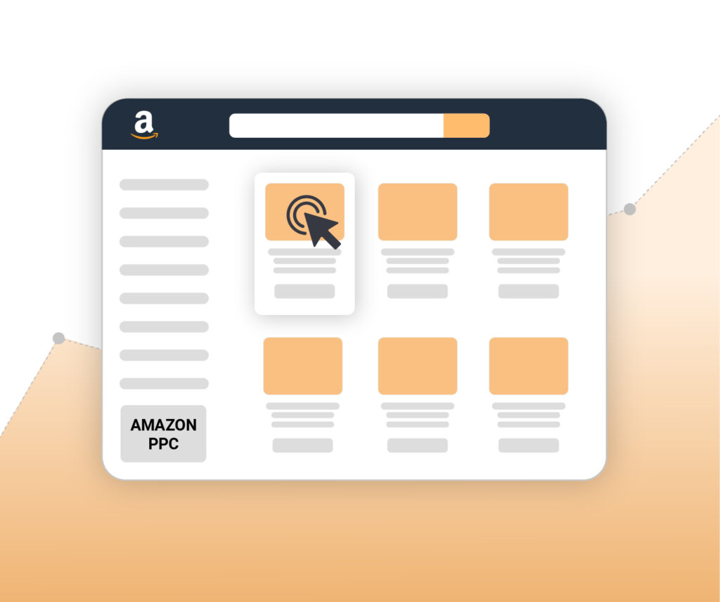 Amazon PPC Interface Bildschirm mit Click Symbol