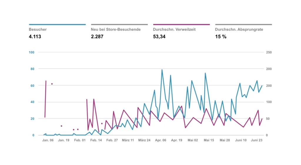 Grafik der Besucherstatistik und Absprungrate